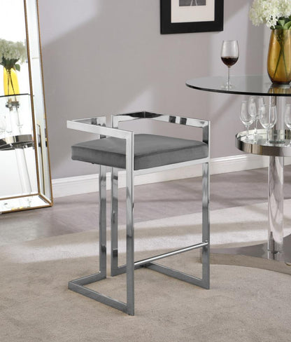 Meridian Furniture - Ezra Grey Velvet Stool (Set of 2) - 909Grey-C veiw 5