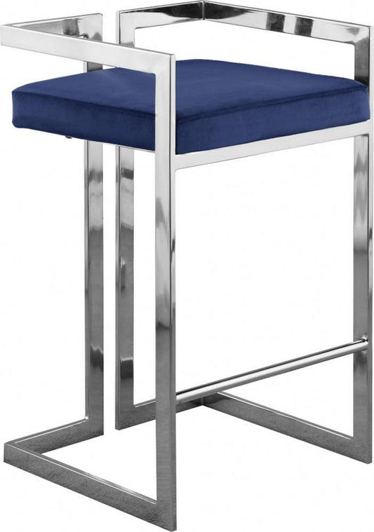 Meridian Furniture - Ezra Navy Velvet Stool (Set of 2) - 909Navy-C veiw 1