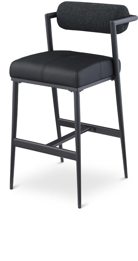 Meridian Furniture - Stryker Black Boucle Fabric and Vegan Leather Stool (Set of 2) - 992Black-C veiw 1