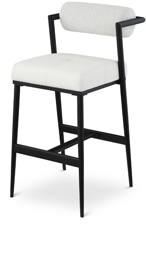 Meridian Furniture - Stryker Cream Boucle Fabric and Vegan Leather Stool (Set of 2) - 992Cream-C veiw 1