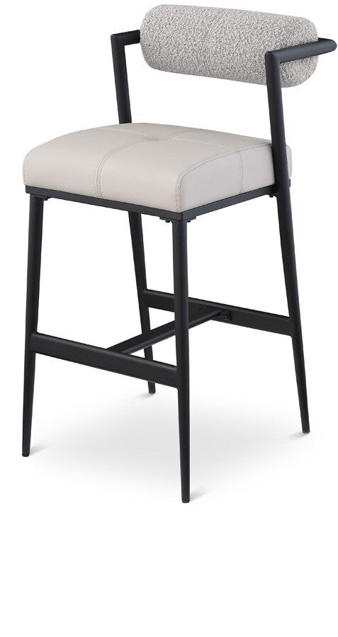 Meridian Furniture - Stryker Taupe Boucle Fabric and Vegan Leather Stool (Set of 2) - 992Taupe-C veiw 1