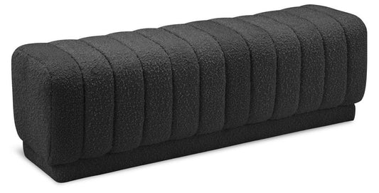 Meridian Furniture - Heathrow Black Boucle Fabric Ottoman/Bench - 150Black veiw 1