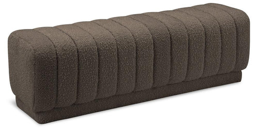 Meridian Furniture - Heathrow Brown Boucle Fabric Ottoman/Bench - 150Brown veiw 1