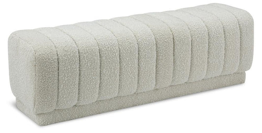 Meridian Furniture - Heathrow Cream Boucle Fabric Ottoman/Bench - 150Cream veiw 1