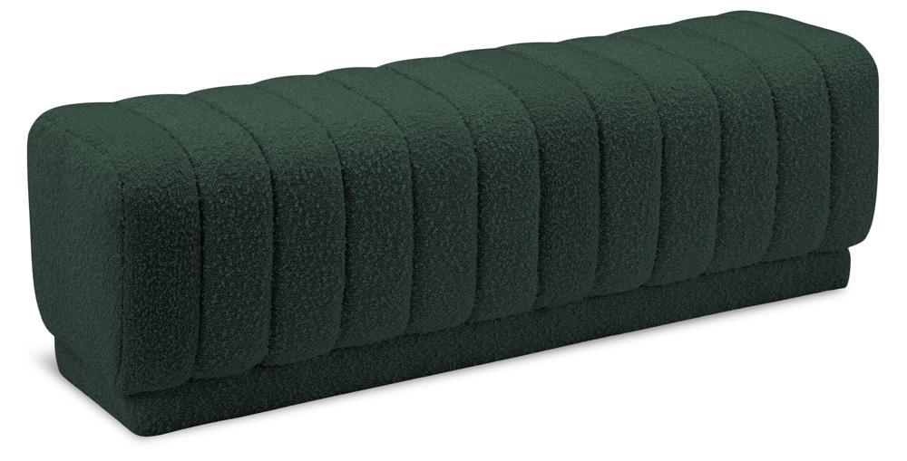 Meridian Furniture - Heathrow Green Boucle Fabric Ottoman/Bench - 150Green veiw 1