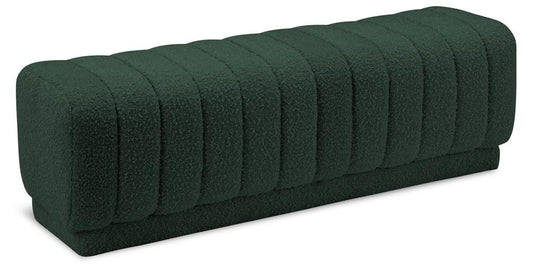 Meridian Furniture - Heathrow Green Boucle Fabric Ottoman/Bench - 150Green veiw 1