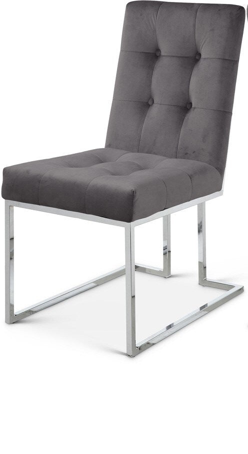 Meridian Furniture - Alexis Grey Velvet Dining Chair (Set of 2) - 731Grey-C veiw 1