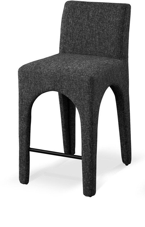 Meridian Furniture - Gramercy Black Linen Textured Fabric Stool - 754Black-C veiw 1