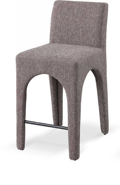 Meridian Furniture - Gramercy Brown Linen Textured Fabric Stool - 754Brown-C veiw 1