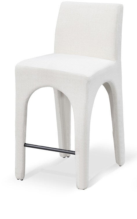 Meridian Furniture - Gramercy Cream Linen Textured Fabric Stool - 754Cream-C veiw 1