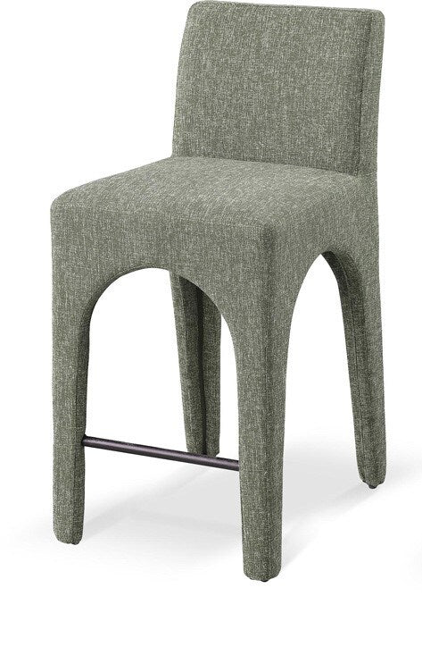 Meridian Furniture - Gramercy Green Linen Textured Fabric Stool - 754Green-C veiw 1