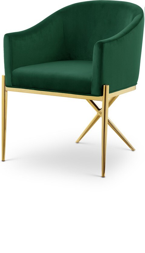 Meridian Furniture - Xavier Green Velvet Dining Chair - 763Green-C veiw 1
