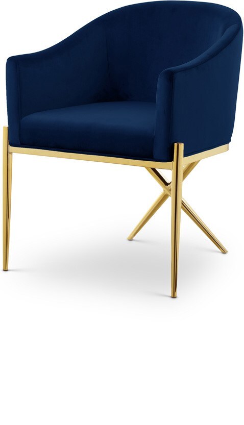 Meridian Furniture - Xavier Navy Velvet Dining Chair - 763Navy-C veiw 1