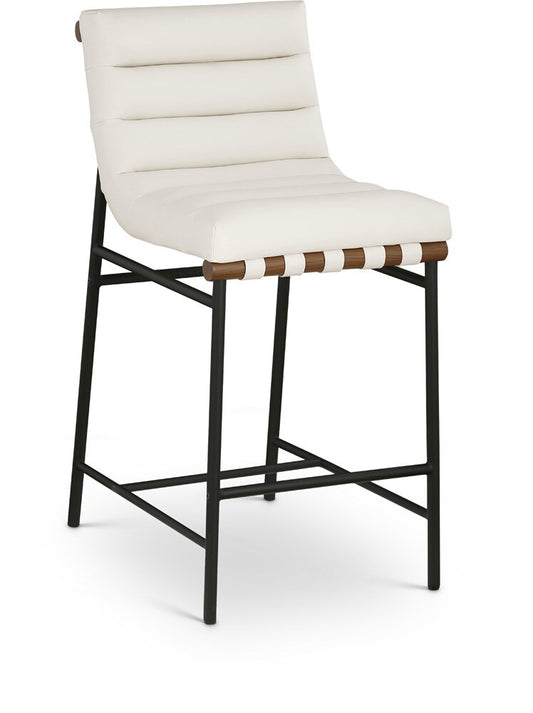 Meridian Furniture - Burke Cream Vegan Leather Counter Stool - 813Cream-C veiw 1