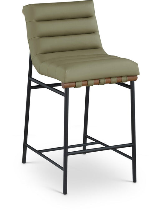 Meridian Furniture - Burke Green Vegan Leather Counter Stool - 813Olive-C veiw 1