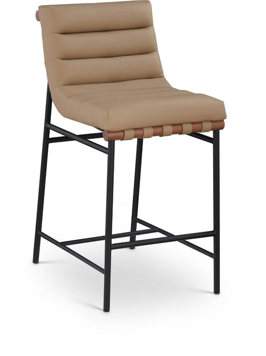 Meridian Furniture - Burke Tan Vegan Leather Counter Stool - 813Tan-C veiw 1
