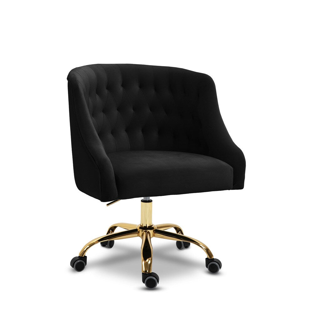 Meridian Furniture - Arden Black Velvet Office Chair - 161Black veiw 1