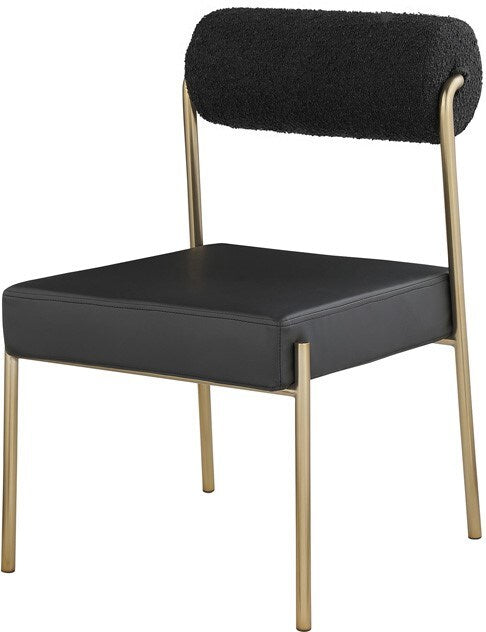 Meridian Furniture - Carly Black Vegan Leather Seat / Boucle Fabric Back Dining Chair (Set of 2) - 586Black-C veiw 1