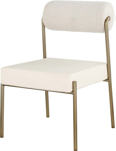 Meridian Furniture - Carly Cream Vegan Leather Seat / Boucle Fabric Back Dining Chair (Set of 2) - 586Cream-C veiw 1