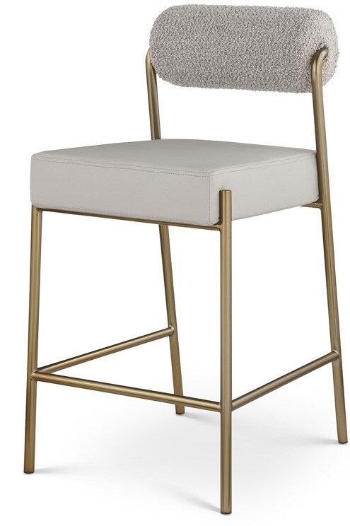 Meridian Furniture - Carly Taupe Vegan Leather Seat / Boucle Fabric Back Counter Stool - 587Taupe-C veiw 1