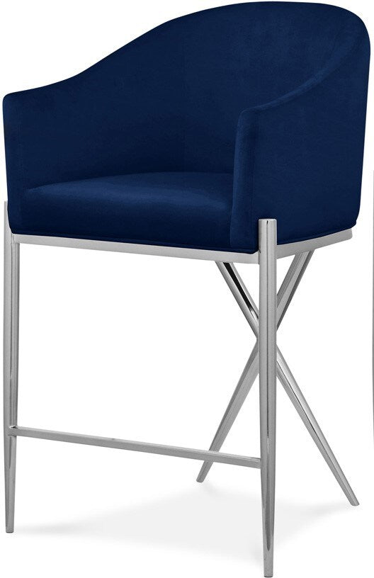 Meridian Furniture - Xavier Navy Velvet Counter Stool - 866Navy-C veiw 1