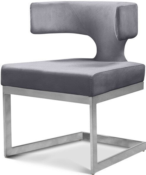 Meridian Furniture - Alexandra Grey Velvet Dining Chair - 954Grey-C veiw 1