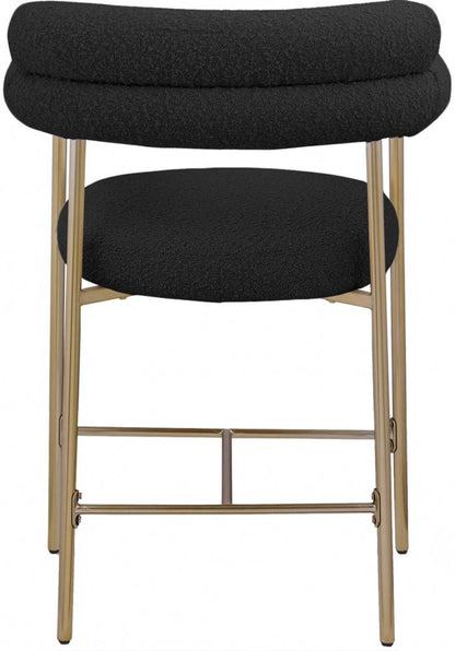 Meridian Furniture - Blake Black Boucle Fabric Counter Stool (Set of 2) - 993Black-C veiw 2