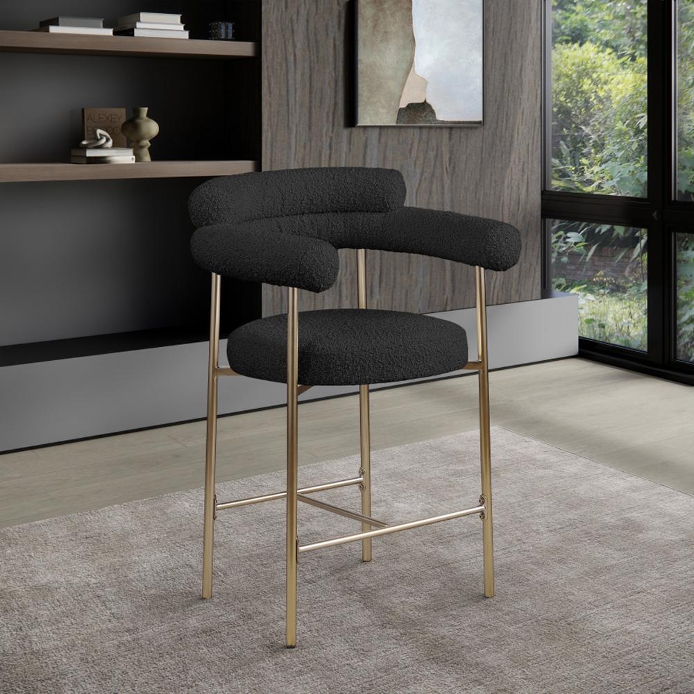 Meridian Furniture - Blake Black Boucle Fabric Counter Stool (Set of 2) - 993Black-C veiw 6