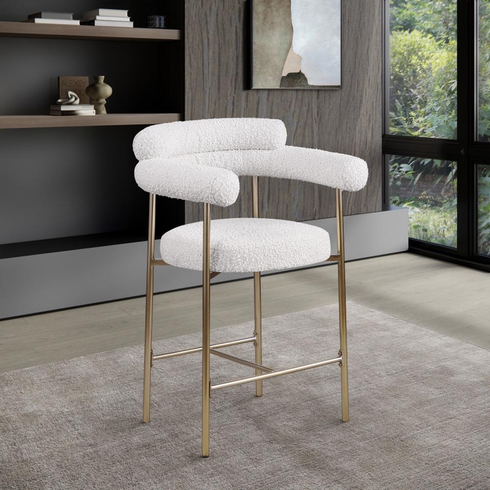 Meridian Furniture - Blake Cream Boucle Fabric Counter Stool (Set of 2) - 993Cream-C veiw 6