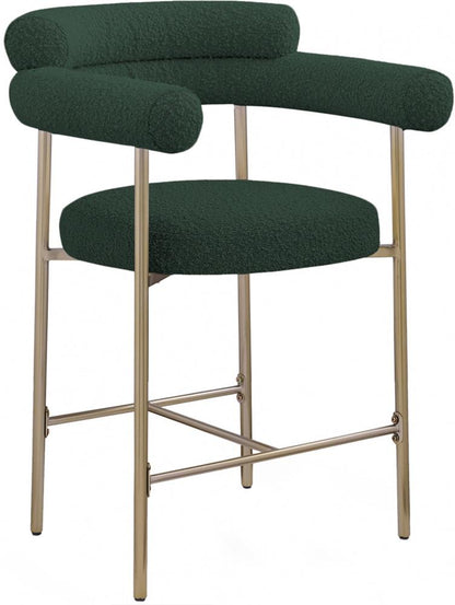Meridian Furniture - Blake Green Boucle Fabric Counter Stool (Set of 2) - 993Green-C veiw 1