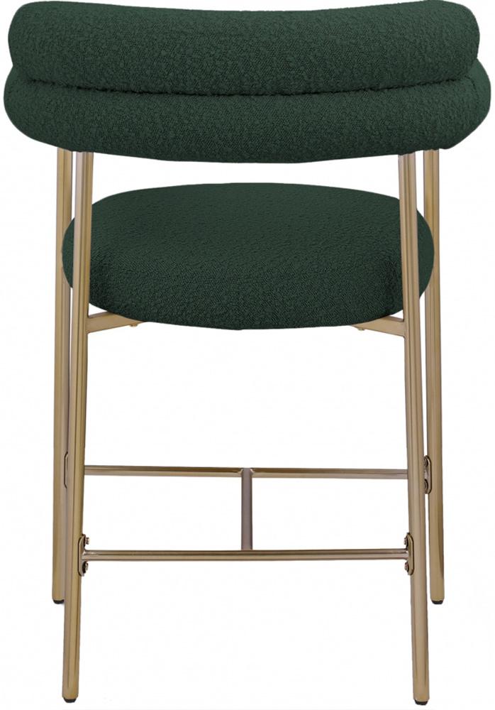 Meridian Furniture - Blake Green Boucle Fabric Counter Stool (Set of 2) - 993Green-C veiw 2