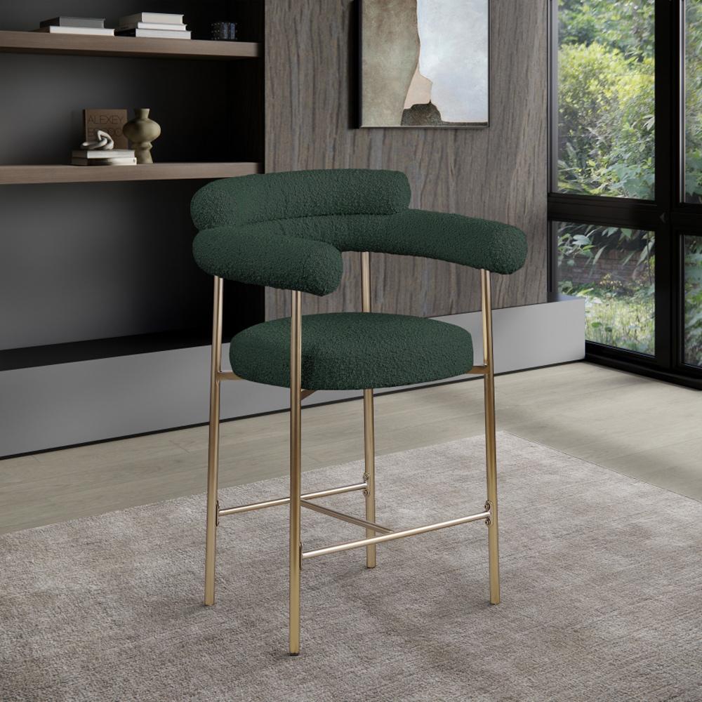 Meridian Furniture - Blake Green Boucle Fabric Counter Stool (Set of 2) - 993Green-C veiw 7