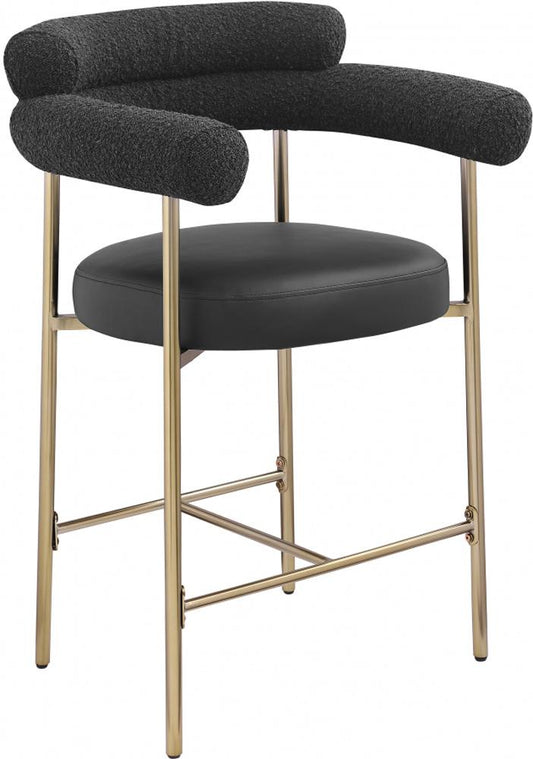 Meridian Furniture - Blake Black Boucle Fabric Counter Stool (Set of 2) - 994Black-C veiw 1