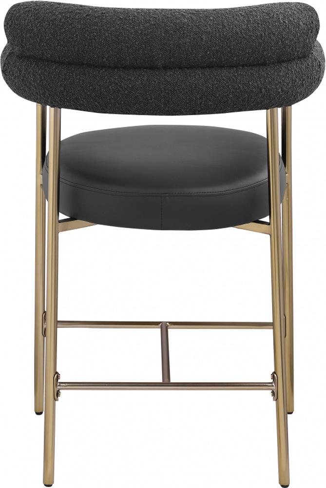 Meridian Furniture - Blake Black Boucle Fabric Counter Stool (Set of 2) - 994Black-C veiw 2