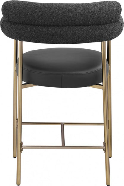 Meridian Furniture - Blake Black Boucle Fabric Counter Stool (Set of 2) - 994Black-C veiw 2