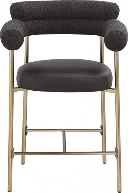 Meridian Furniture - Blake Black Boucle Fabric Counter Stool (Set of 2) - 994Black-C veiw 4