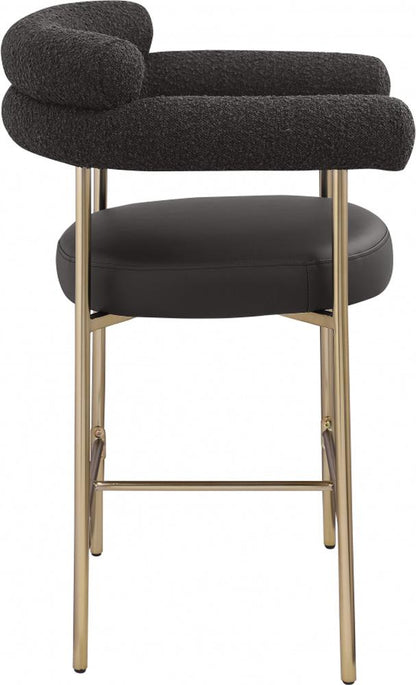 Meridian Furniture - Blake Black Boucle Fabric Counter Stool (Set of 2) - 994Black-C veiw 5