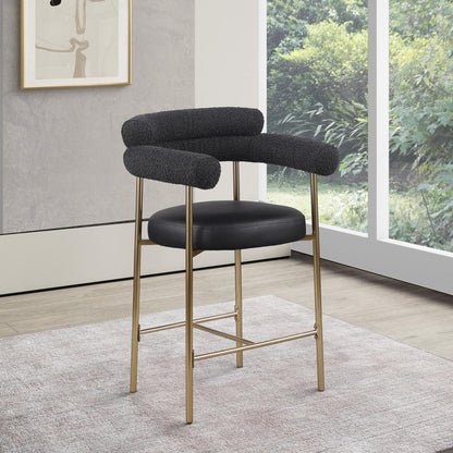 Meridian Furniture - Blake Black Boucle Fabric Counter Stool (Set of 2) - 994Black-C veiw 6