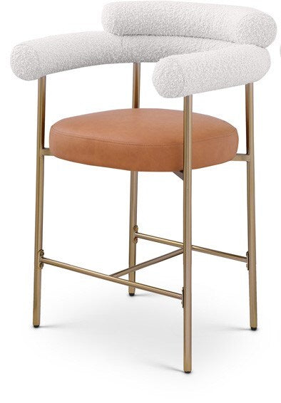 Meridian Furniture - Blake Cognac Boucle Fabric Counter Stool (Set of 2) - 994Cognac-C veiw 1