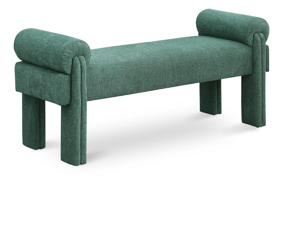 Meridian Furniture - Stefano Green Polyester Fabric Bench - 182Green veiw 1
