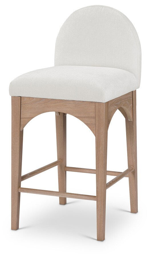 Meridian Furniture - Waldorf Cream Chenille Fabric Stool - 390Cream-C veiw 1