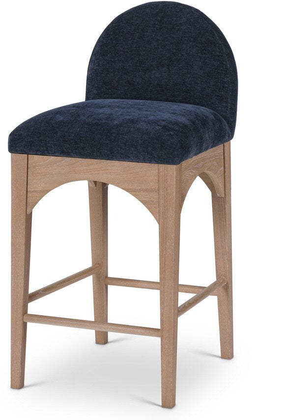 Meridian Furniture - Waldorf Navy Chenille Fabric Stool - 390Navy-C veiw 1