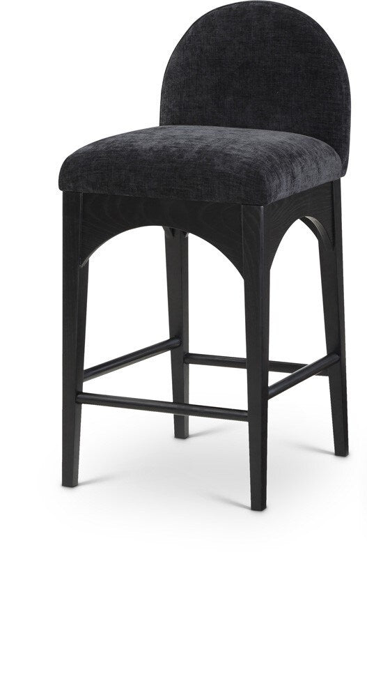Meridian Furniture - Waldorf Black Chenille Fabric Stool - 392Black-C veiw 1