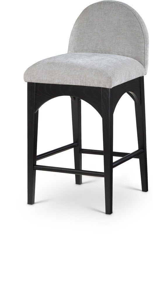Meridian Furniture - Waldorf Grey Chenille Fabric Stool - 392Grey-C veiw 1