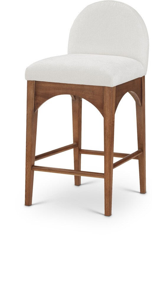 Meridian Furniture - Waldorf Cream Chenille Fabric Stool - 393Cream-C veiw 1