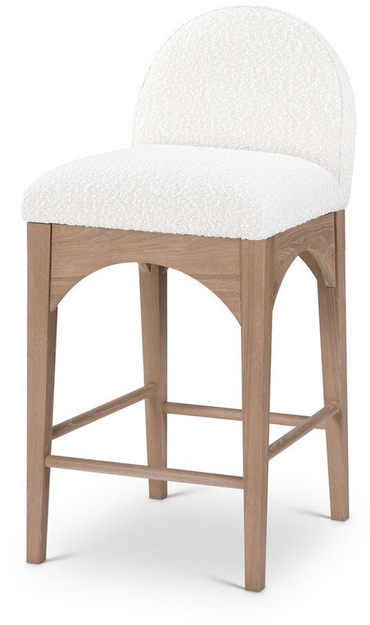 Meridian Furniture - Waldorf Cream Boucle Fabric Stool - 394Cream-C veiw 1