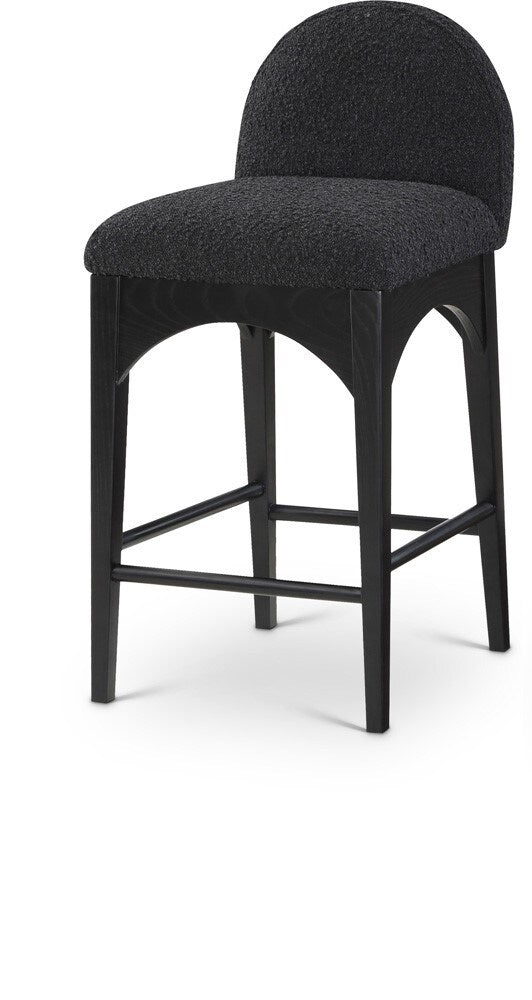 Meridian Furniture - Waldorf Black Boucle Fabric Stool - 395Black-C veiw 1