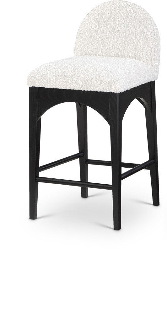 Meridian Furniture - Waldorf Cream Boucle Fabric Stool - 395Cream-C veiw 1