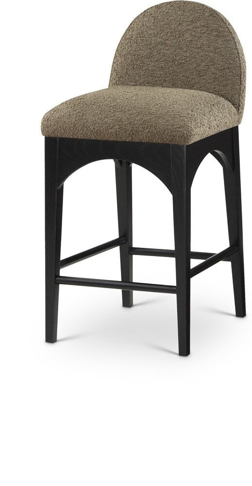 Meridian Furniture - Waldorf Olive Boucle Fabric Stool - 395Olive-C veiw 1