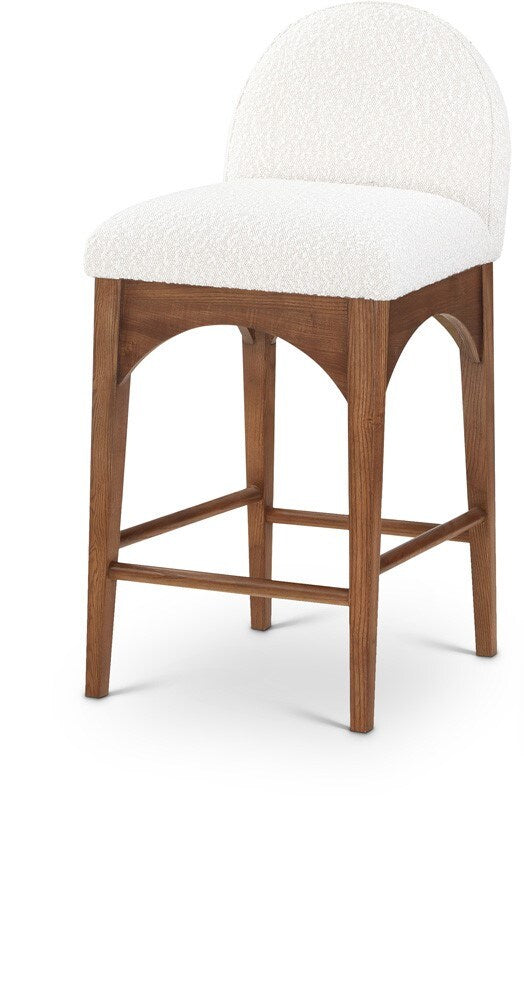Meridian Furniture - Waldorf Cream Boucle Fabric Stool - 399Cream-C veiw 1